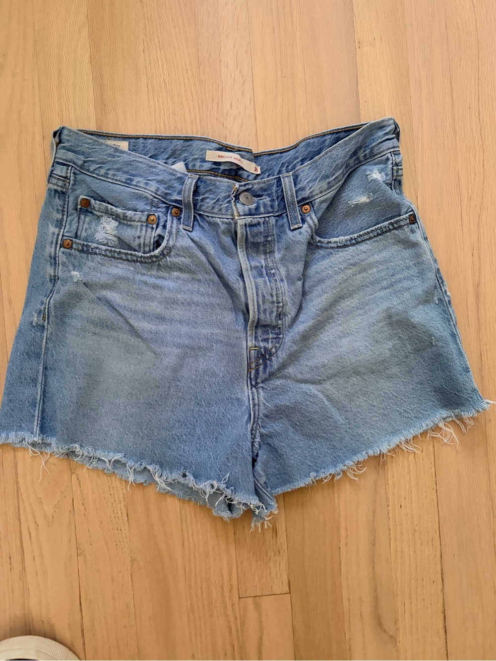 Levi's Light Blue Denim Cutoff Shorts with Frayed Hem